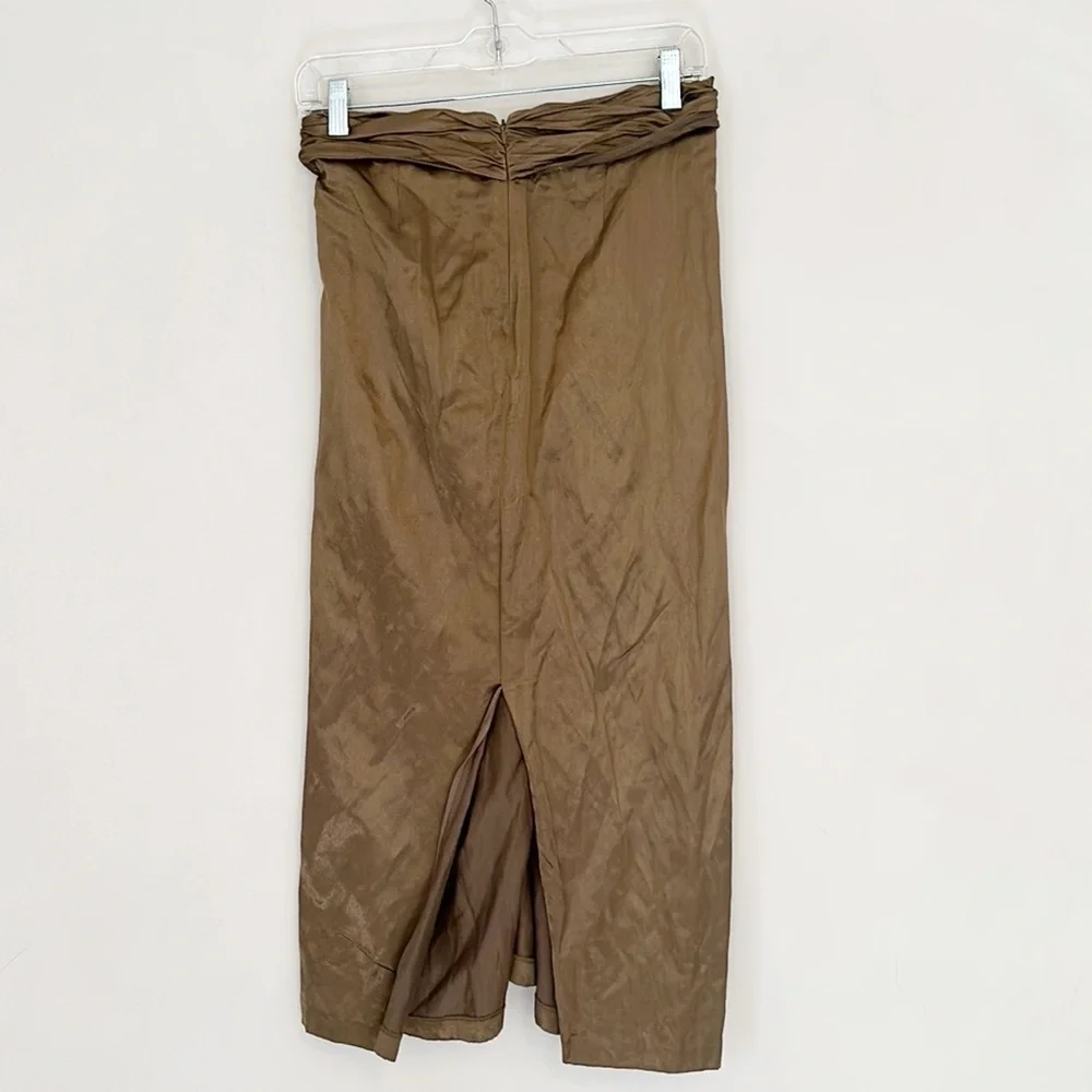 NWT$395 VINCE Metallic Twist Midi skirt women size 0